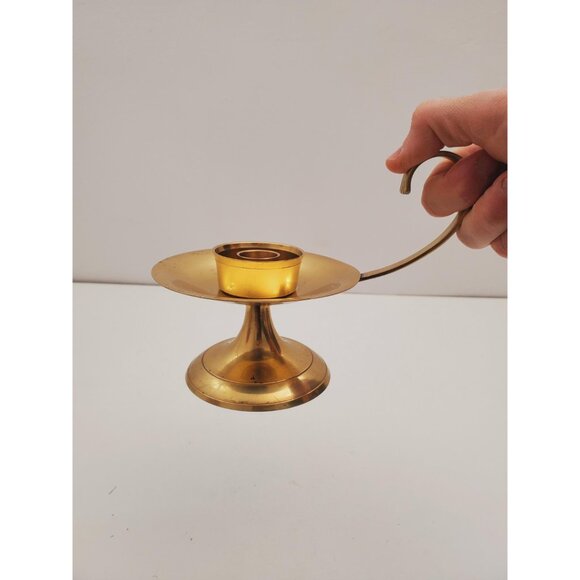 Vintage Brass Candle Holder - Brass Candlestick Holder - Brass Chamberstick - - Picture 6 of 10